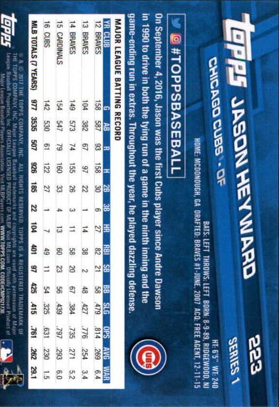 A0479- 2017 Topps Baseball Card #s 1-252 +Rookies -You Pick- 15+ FREE US SHIP - Picture 433 of 491
