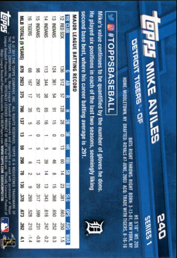 A0479- 2017 Topps Baseball Card #s 1-252 +Rookies -You Pick- 15+ FREE US SHIP - Picture 467 of 491