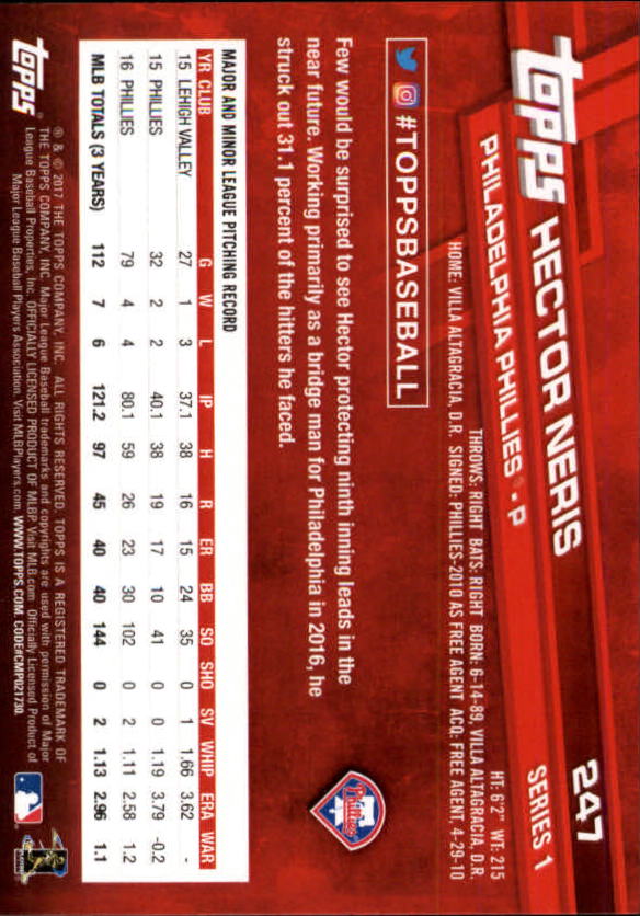 A0479- 2017 Topps Baseball Card #s 1-252 +Rookies -You Pick- 15+ FREE US SHIP - Picture 481 of 491