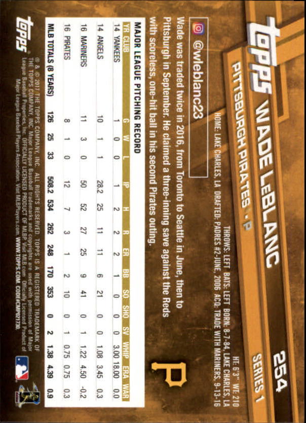 A0479- 2017 Topps Baseball Karten 253-509 + Rookies -du Pick- 15 + Gratis US - Bild 5 von 467