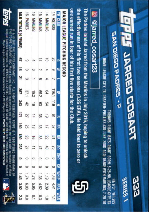 A0479- 2017 Topps Baseball Karten 253-509 + Rookies -du Pick- 15 + Gratis US - Bild 155 von 467