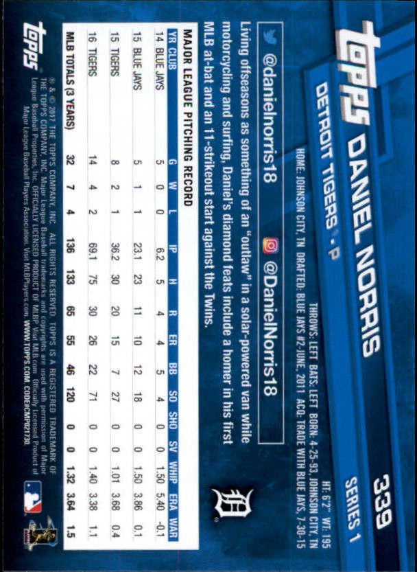 A0479- 2017 Topps Baseball Karten 253-509 + Rookies -du Pick- 15 + Gratis US - Bild 167 von 467
