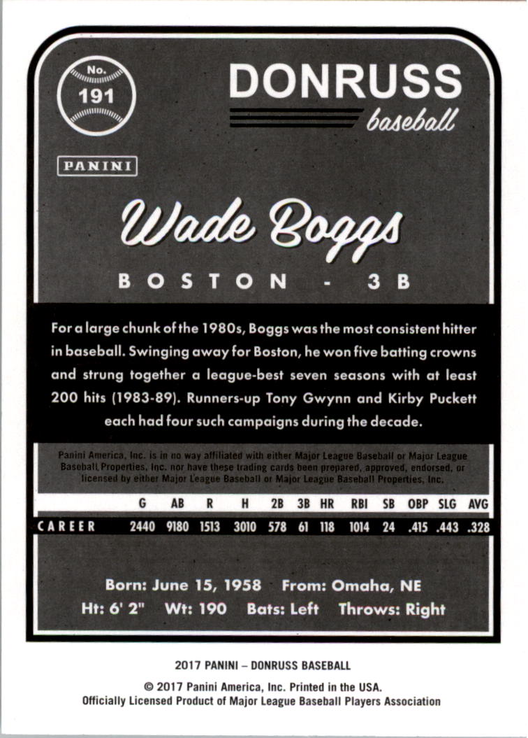 Wade Boggs cards (1989-2024) Red Sox Yankees Rays - You Choose