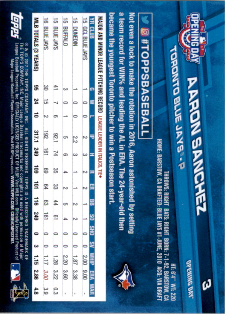 A3120- 2017 Topps Opening Day BB Card #s 1-200 -You Pick- 15+ FREE US SHIP - Picture 7 of 390