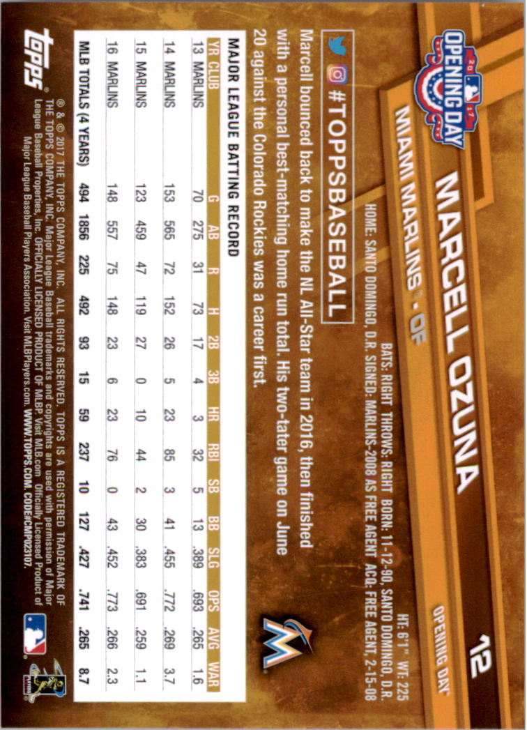 A3120- 2017 Topps Opening Day BB Card #s 1-200 -You Pick- 15+ FREE US SHIP - Picture 25 of 390