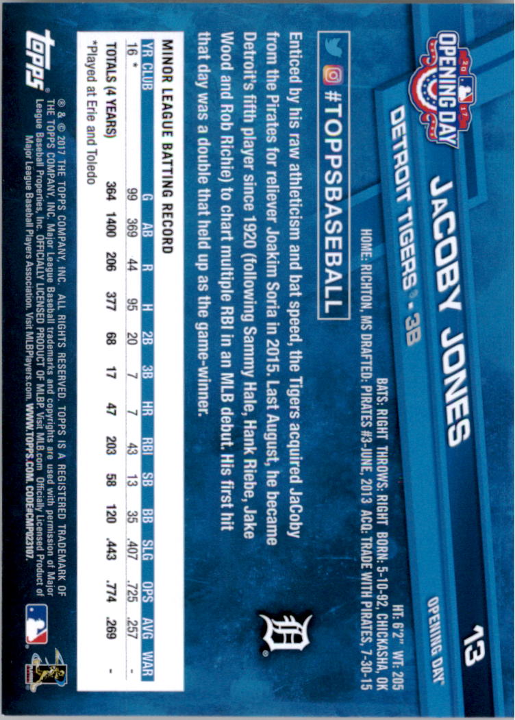 A3120- 2017 Topps Opening Day BB Card #s 1-200 -You Pick- 15+ FREE US SHIP - Picture 27 of 390