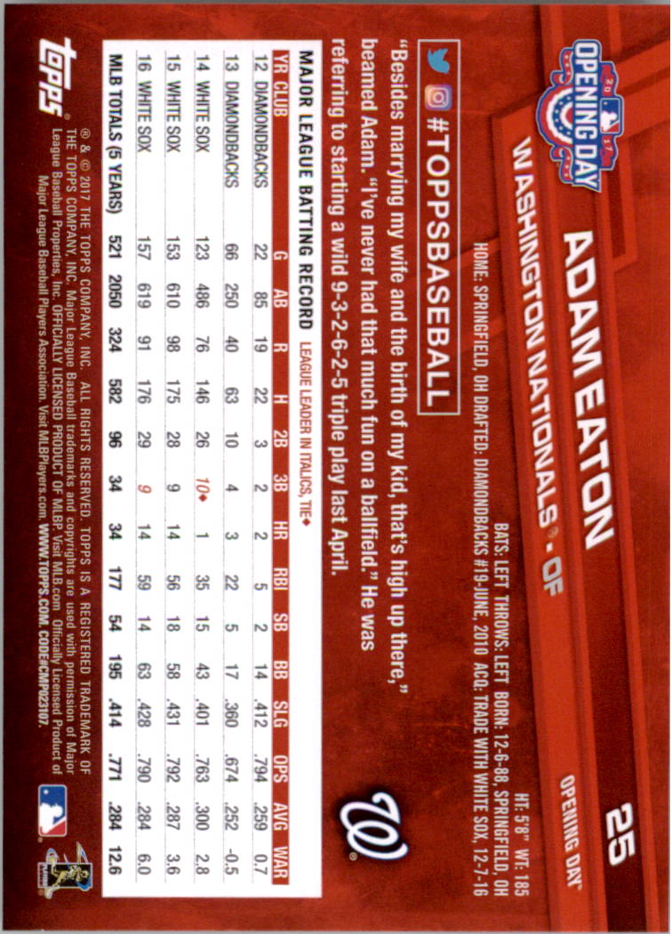 A3120- 2017 Topps Opening Day BB Card #s 1-200 -You Pick- 15+ FREE US SHIP - Picture 49 of 390