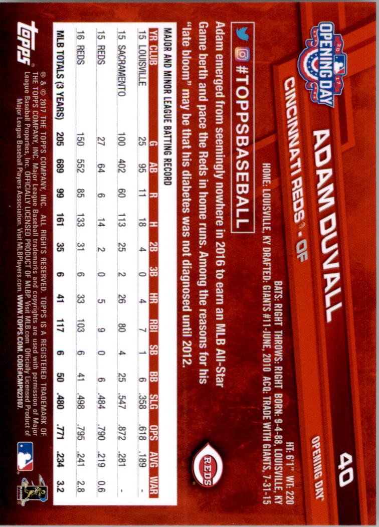 A3120- 2017 Topps Opening Day BB Card #s 1-200 -You Pick- 15+ FREE US SHIP - Picture 78 of 390