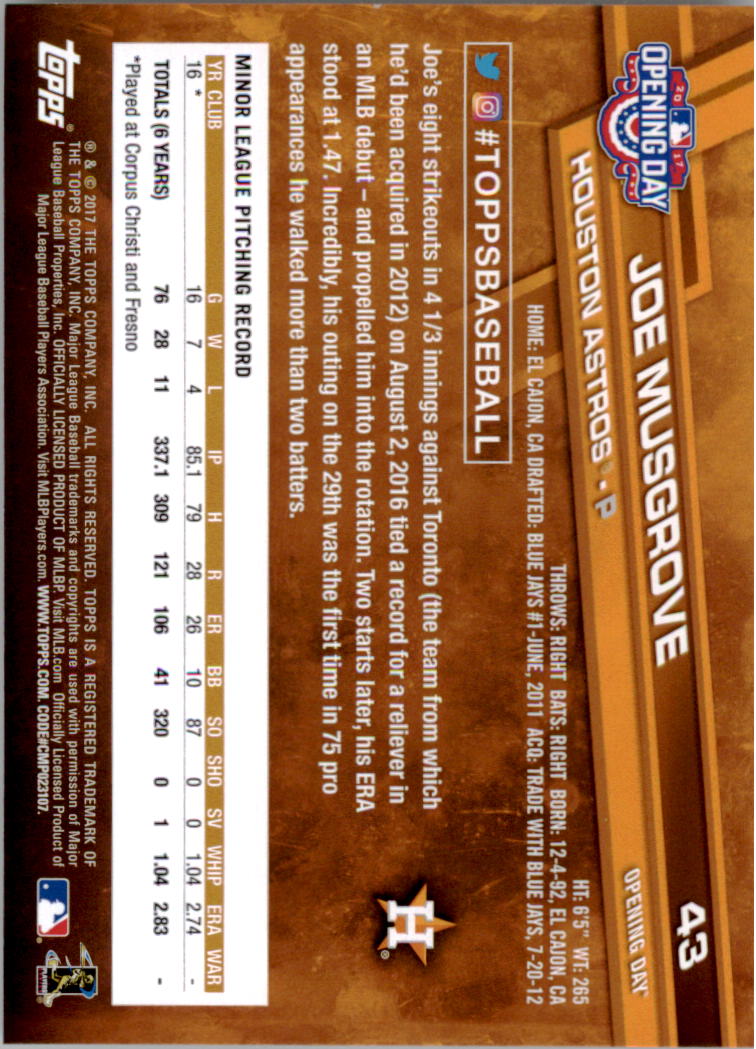 A3120- 2017 Topps Opening Day BB Card #s 1-200 -You Pick- 15+ FREE US SHIP - Picture 84 of 390