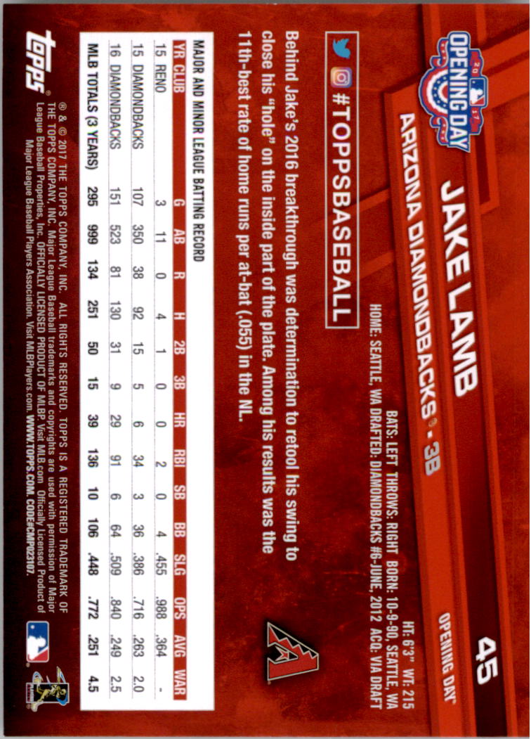 A3120- 2017 Topps Opening Day BB Card #s 1-200 -You Pick- 15+ FREE US SHIP - Picture 88 of 390