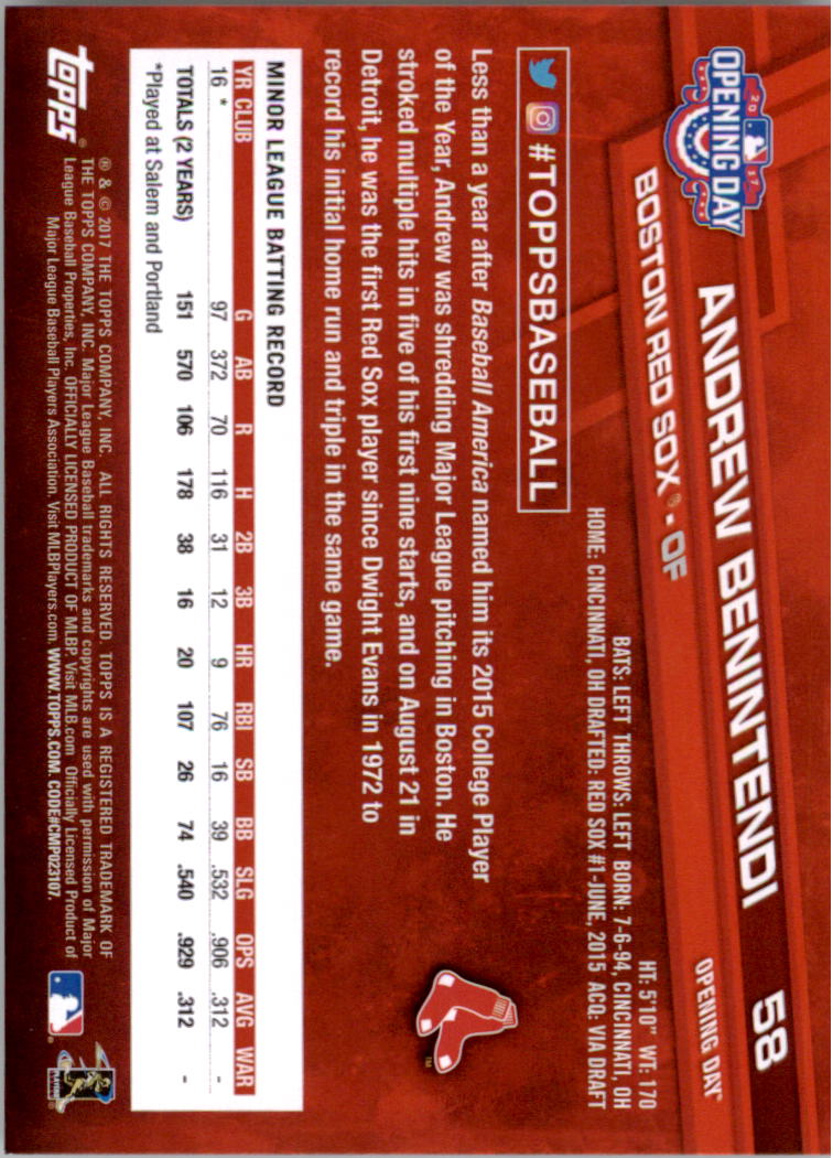 A3120- 2017 Topps Opening Day BB Card #s 1-200 -You Pick- 15+ FREE US SHIP - Picture 114 of 390