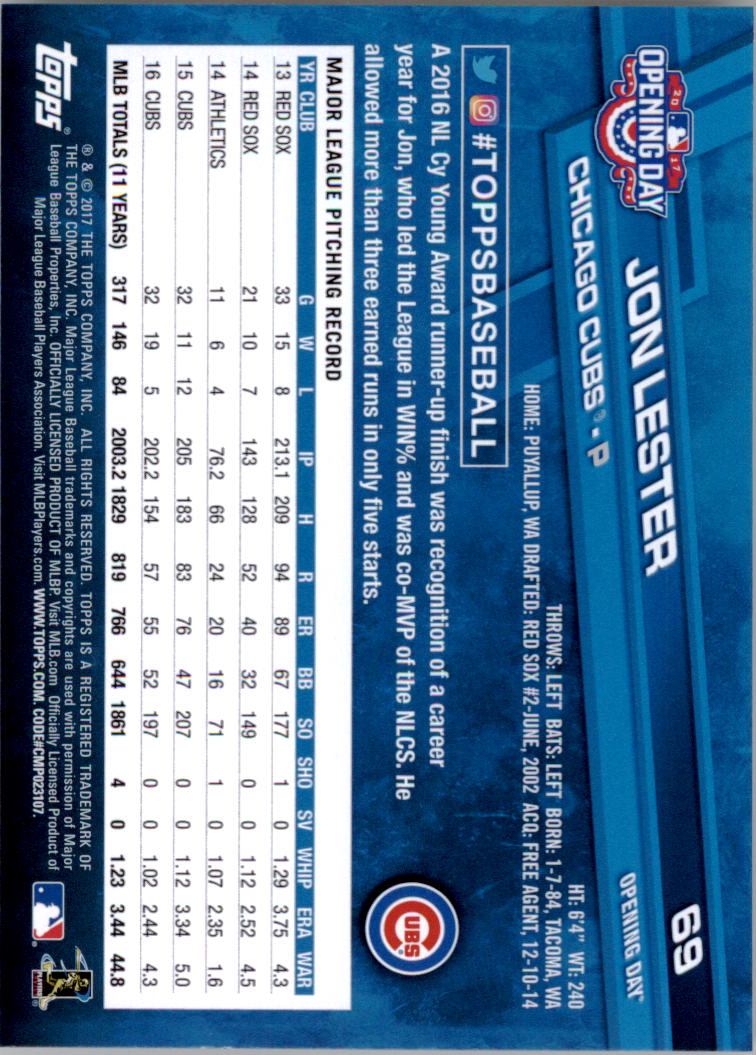 A3120- 2017 Topps Opening Day BB Card #s 1-200 -You Pick- 15+ FREE US SHIP - Picture 136 of 390