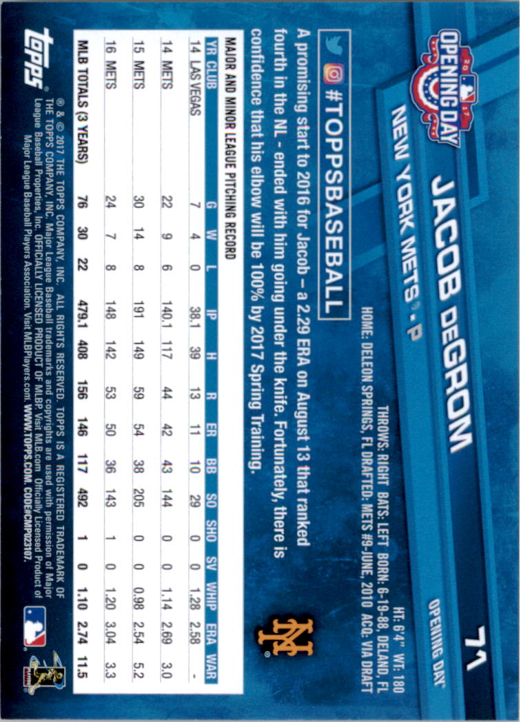A3120- 2017 Topps Opening Day BB Card #s 1-200 -You Pick- 15+ FREE US SHIP - Picture 140 of 390