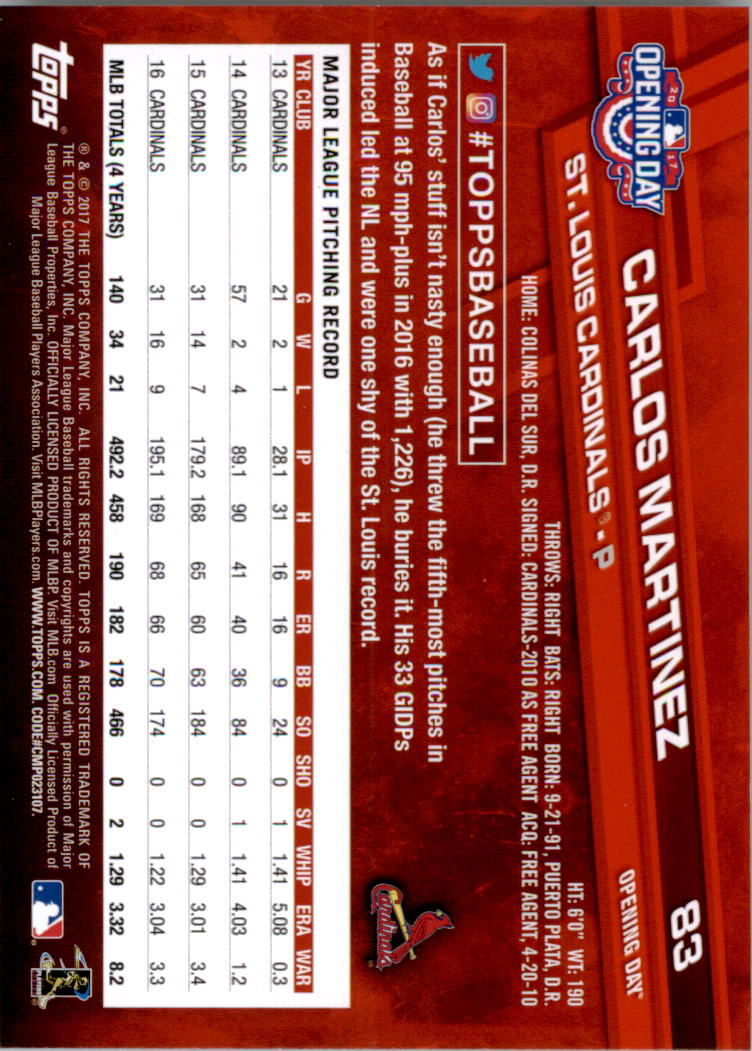 A3120- 2017 Topps Opening Day BB Card #s 1-200 -You Pick- 15+ FREE US SHIP - Picture 164 of 390