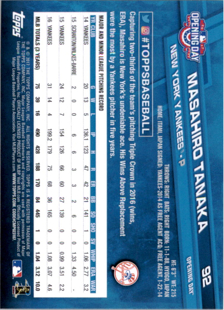 A3120- 2017 Topps Opening Day BB Card #s 1-200 -You Pick- 15+ FREE US SHIP - Picture 182 of 390