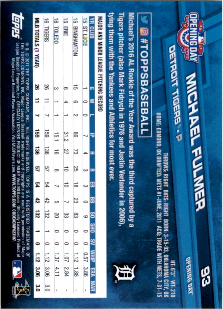 A3120- 2017 Topps Opening Day BB Card #s 1-200 -You Pick- 15+ FREE US SHIP - Picture 184 of 390