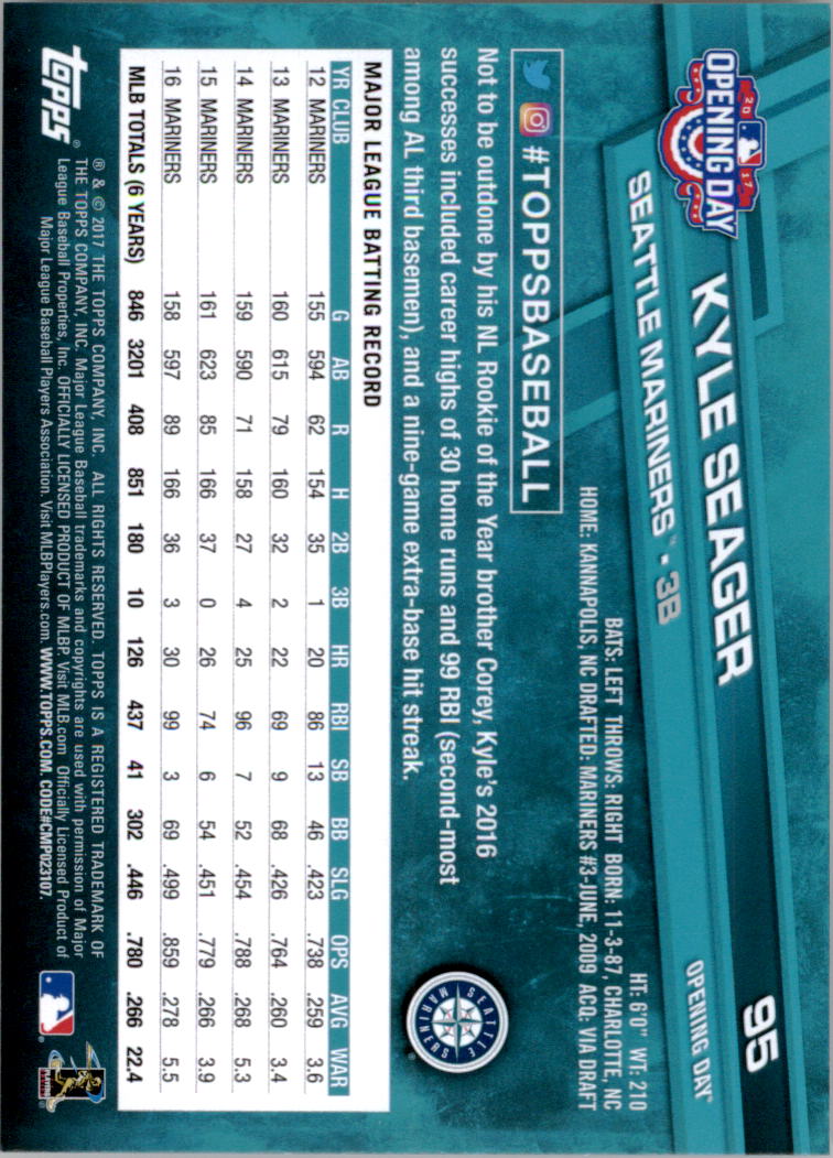 A3120- 2017 Topps Opening Day BB Card #s 1-200 -You Pick- 15+ FREE US SHIP - Picture 188 of 390