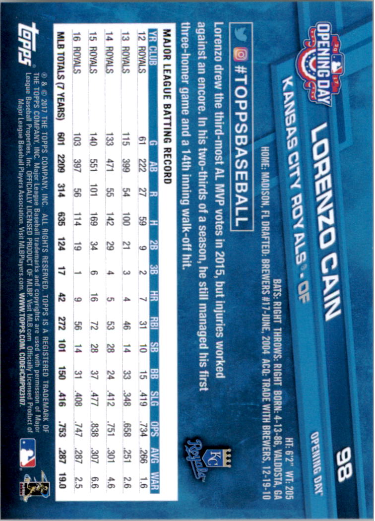 A3120- 2017 Topps Opening Day BB Card #s 1-200 -You Pick- 15+ FREE US SHIP - Picture 193 of 390