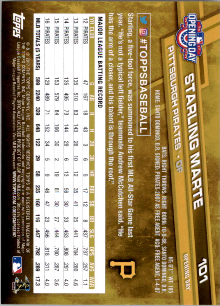 A3120- 2017 Topps Opening Day BB Card #s 1-200 -You Pick- 15+ FREE US SHIP - Picture 199 of 390