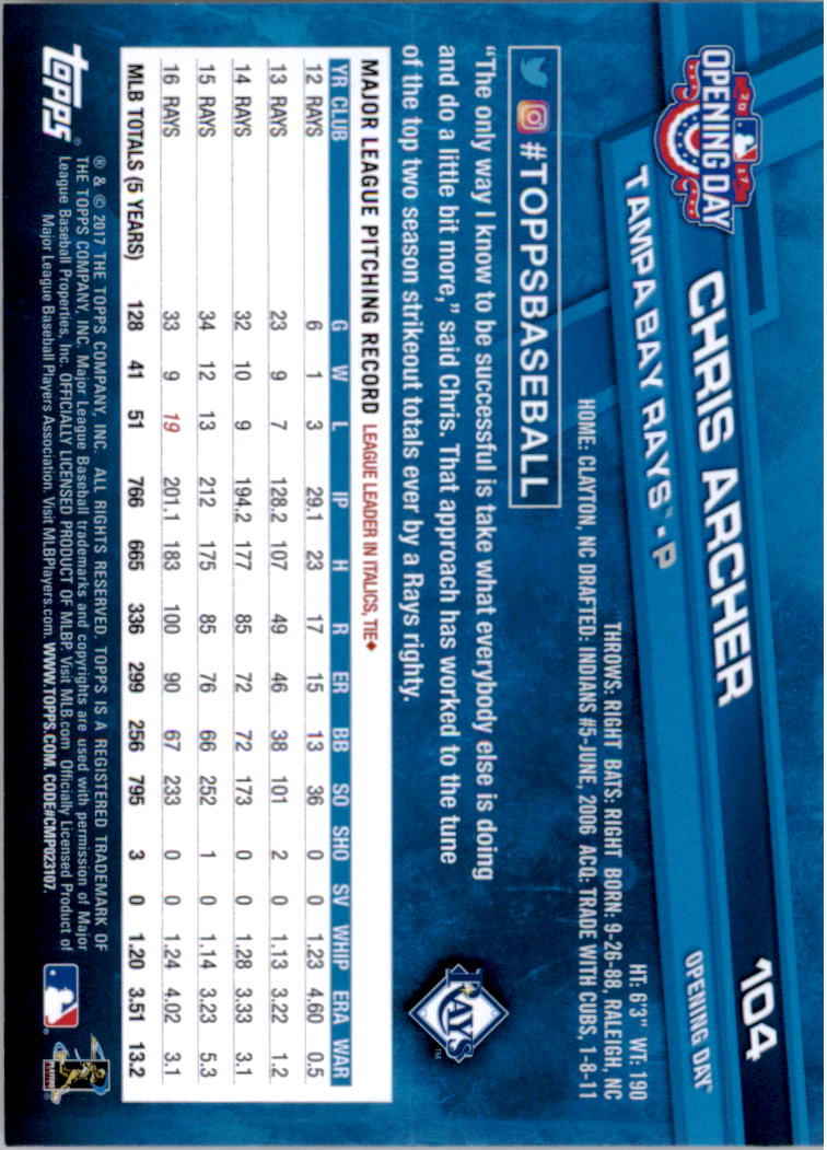 A3120- 2017 Topps Opening Day BB Card #s 1-200 -You Pick- 15+ FREE US SHIP - Picture 205 of 390