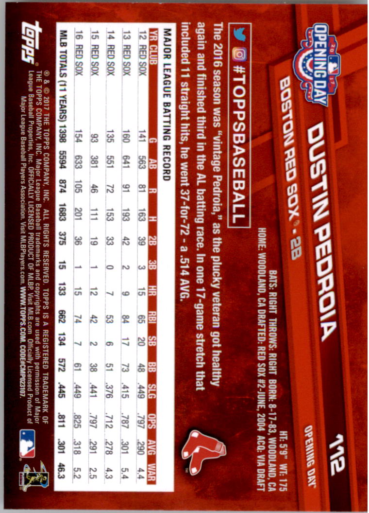 A3120- 2017 Topps Opening Day BB Card #s 1-200 -You Pick- 15+ FREE US SHIP - Picture 221 of 390
