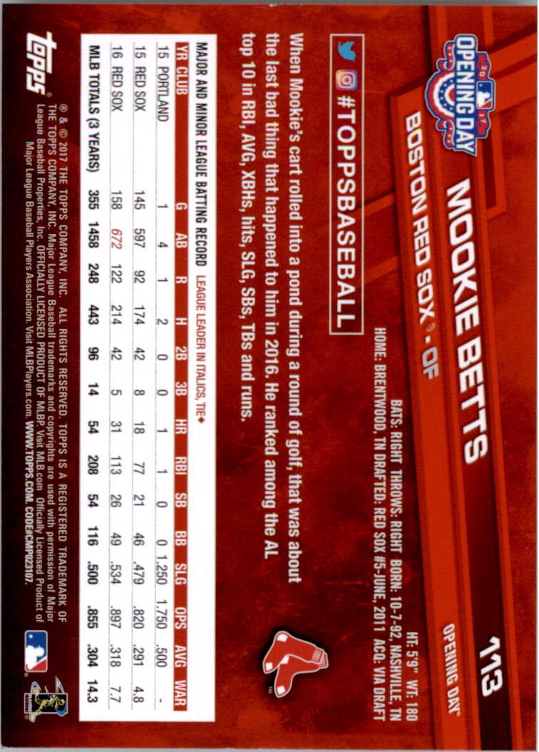 A3120- 2017 Topps Opening Day BB Card #s 1-200 -You Pick- 15+ FREE US SHIP - Picture 223 of 390