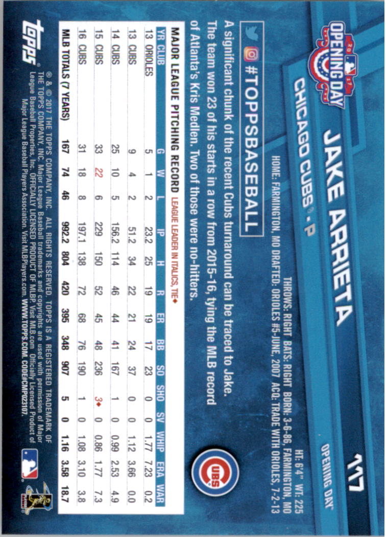 A3120- 2017 Topps Opening Day BB Card #s 1-200 -You Pick- 15+ FREE US SHIP - Picture 231 of 390