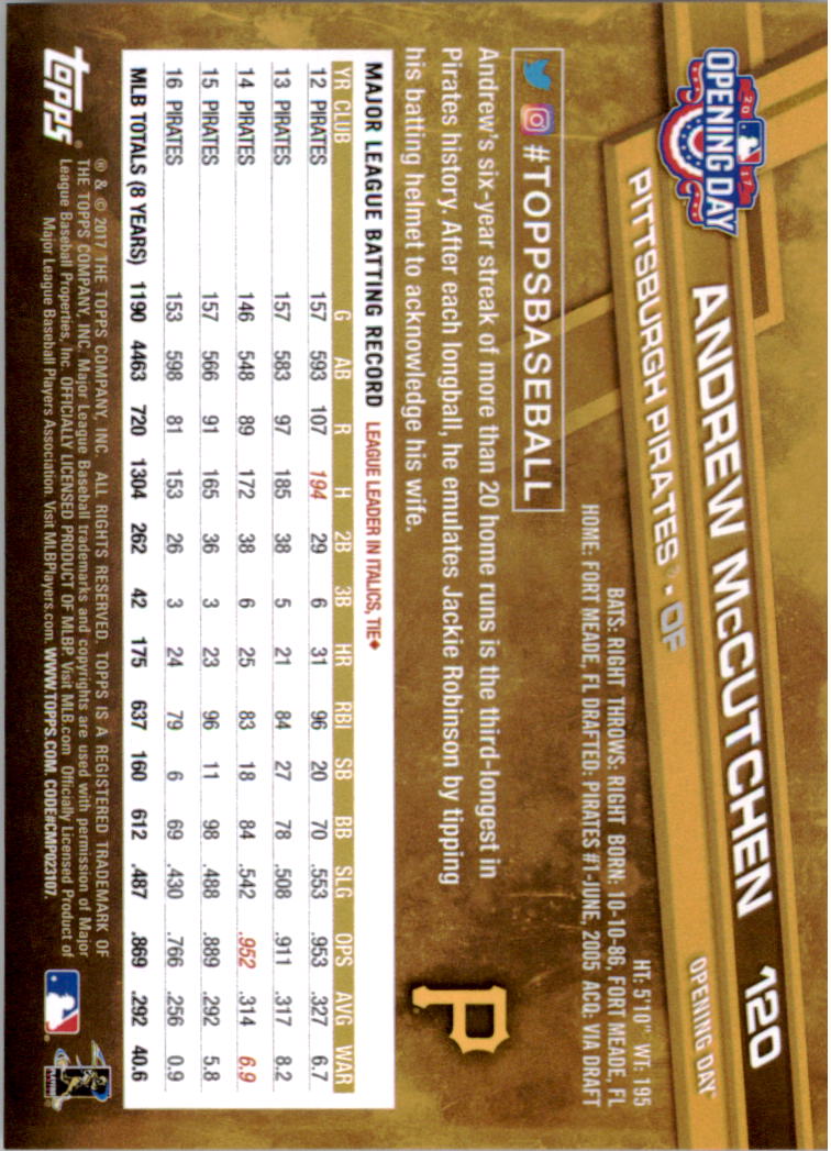 A3120- 2017 Topps Opening Day BB Card #s 1-200 -You Pick- 15+ FREE US SHIP - Picture 237 of 390