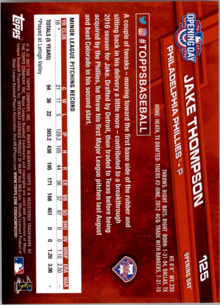 A3120- 2017 Topps Opening Day BB Card #s 1-200 -You Pick- 15+ FREE US SHIP - Picture 247 of 390
