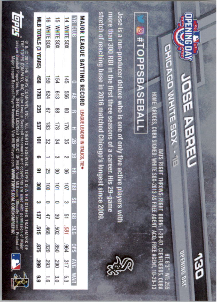 A3120- 2017 Topps Opening Day BB Card #s 1-200 -You Pick- 15+ FREE US SHIP - Picture 257 of 390