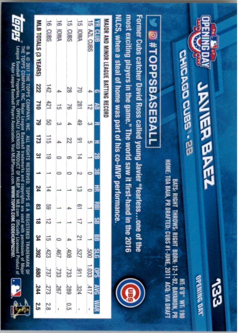 A3120- 2017 Topps Opening Day BB Card #s 1-200 -You Pick- 15+ FREE US SHIP - Picture 263 of 390