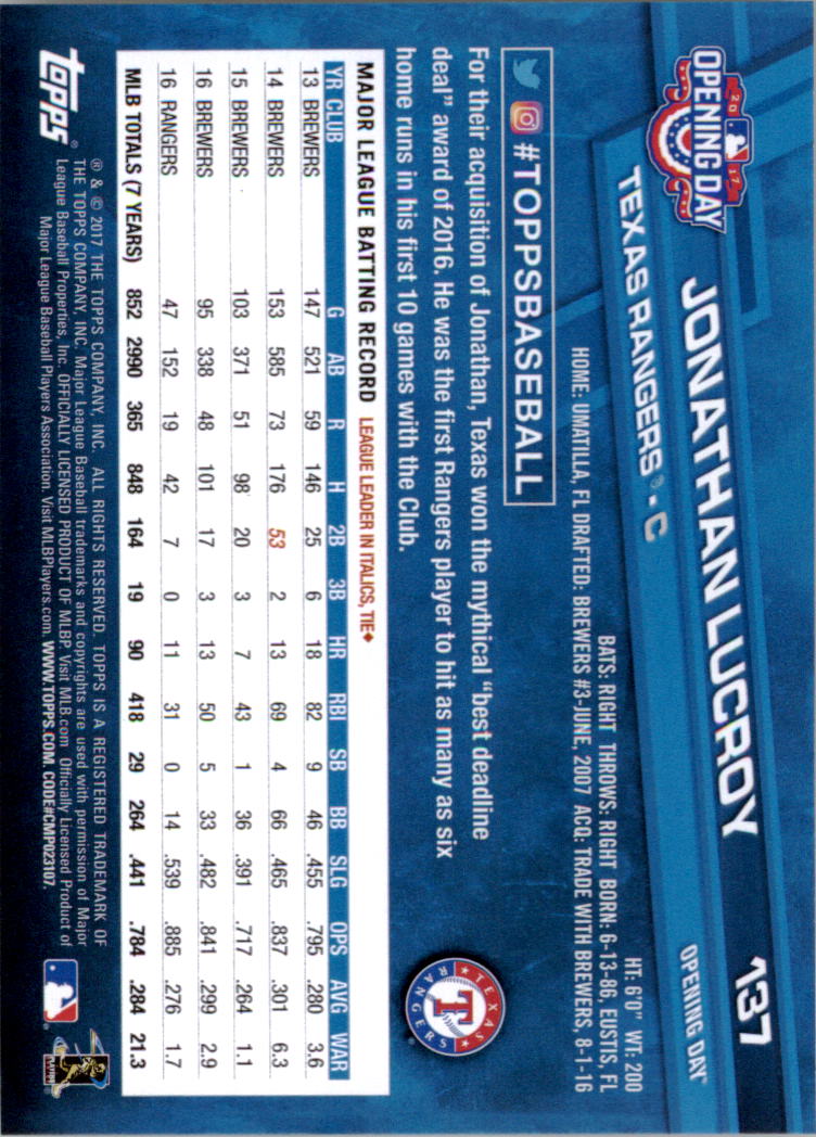 A3120- 2017 Topps Opening Day BB Card #s 1-200 -You Pick- 15+ FREE US SHIP - Picture 271 of 390