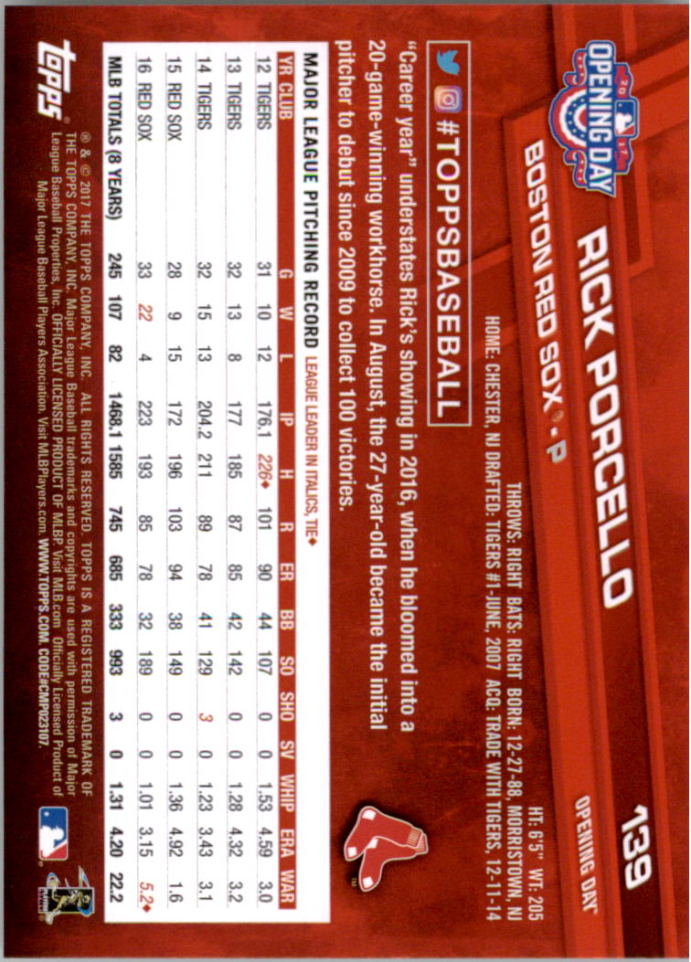 A3120- 2017 Topps Opening Day BB Card #s 1-200 -You Pick- 15+ FREE US SHIP - Picture 275 of 390