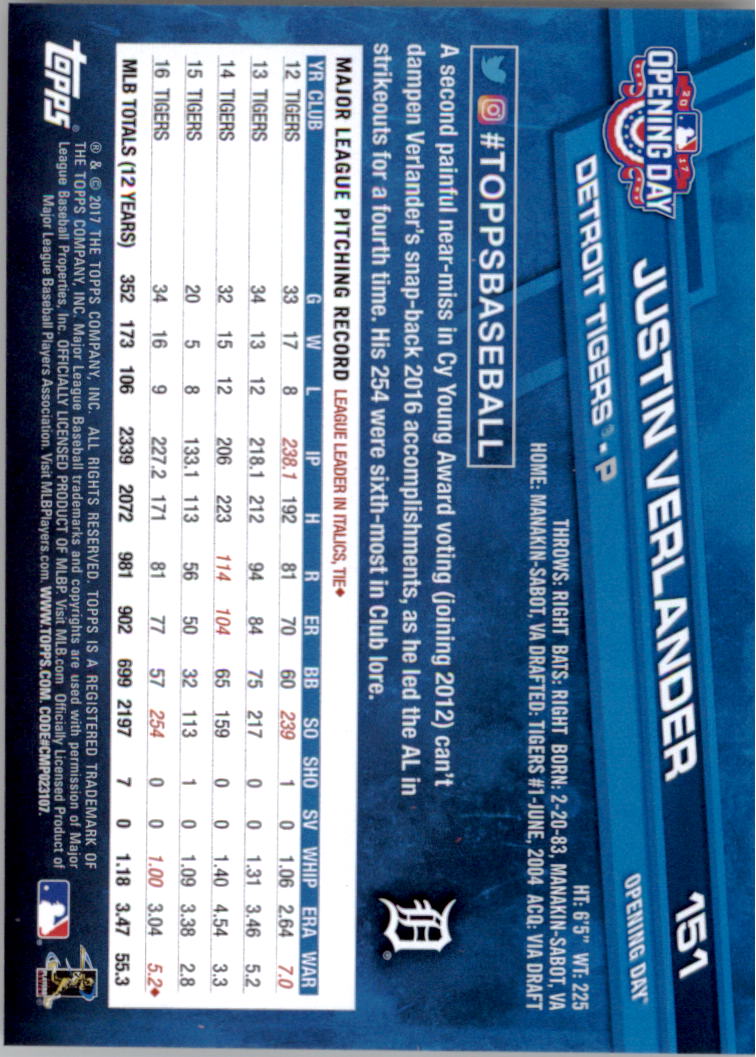 A3120- 2017 Topps Opening Day BB Card #s 1-200 -You Pick- 15+ FREE US SHIP - Picture 297 of 390