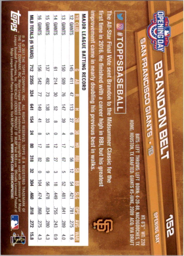 A3120- 2017 Topps Opening Day BB Card #s 1-200 -You Pick- 15+ FREE US SHIP - Picture 299 of 390