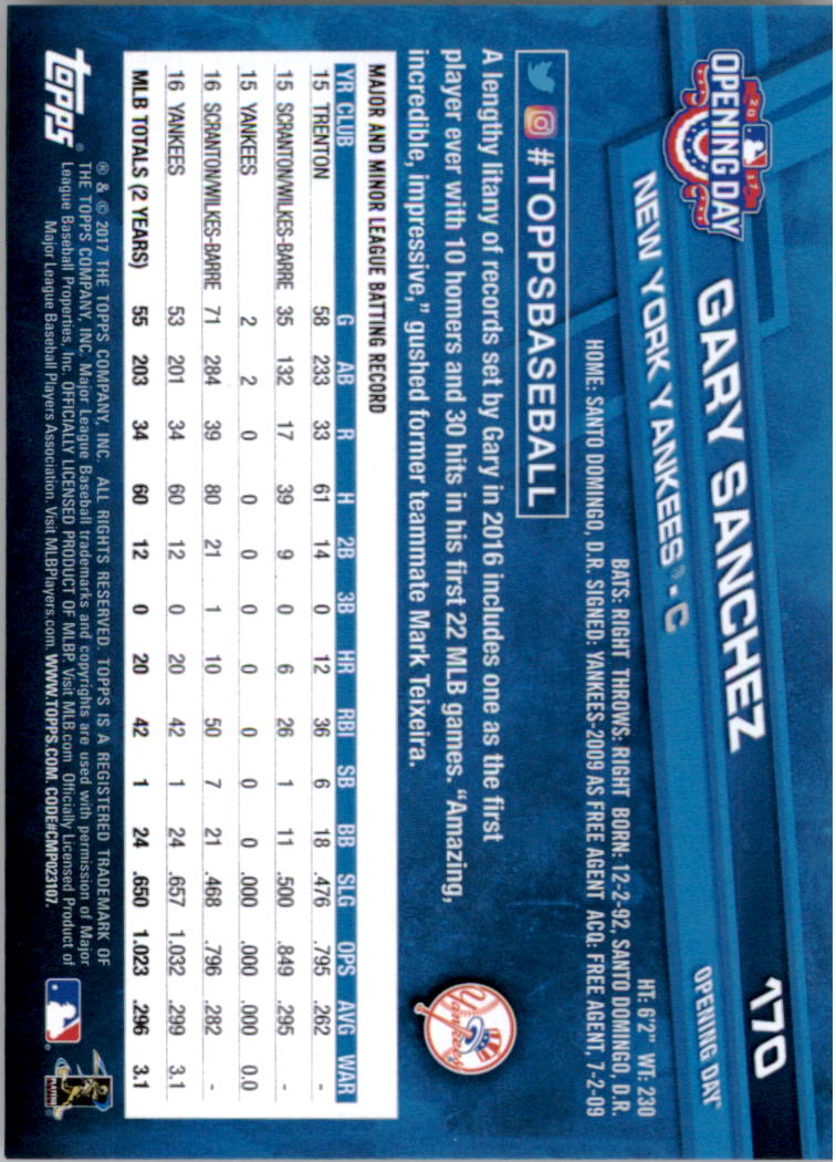 A3120- 2017 Topps Opening Day BB Card #s 1-200 -You Pick- 15+ FREE US SHIP - Picture 335 of 390