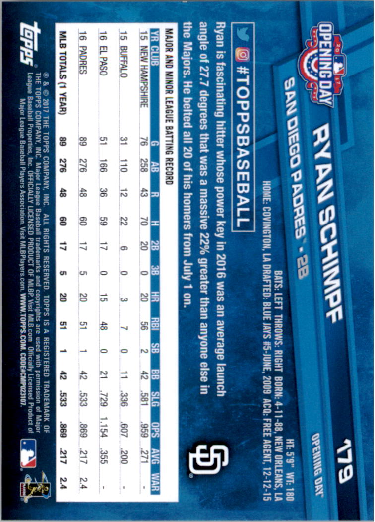 A3120- 2017 Topps Opening Day BB Card #s 1-200 -You Pick- 15+ FREE US SHIP - Picture 351 of 390