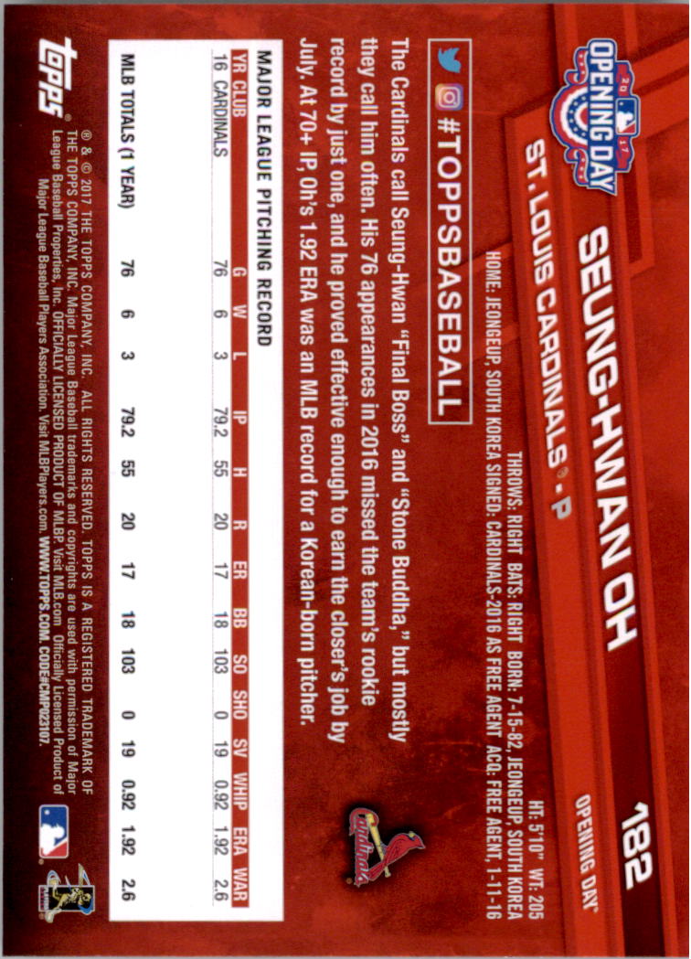 A3120- 2017 Topps Opening Day BB Card #s 1-200 -You Pick- 15+ FREE US SHIP - Picture 356 of 390