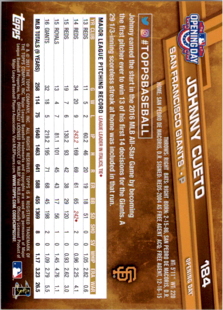 A3120- 2017 Topps Opening Day BB Card #s 1-200 -You Pick- 15+ FREE US SHIP - Picture 360 of 390