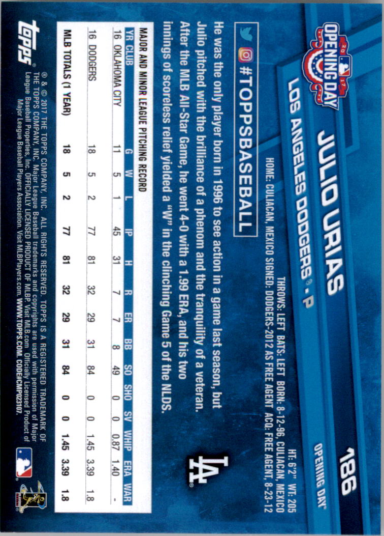 A3120- 2017 Topps Opening Day BB Card #s 1-200 -You Pick- 15+ FREE US SHIP - Picture 364 of 390