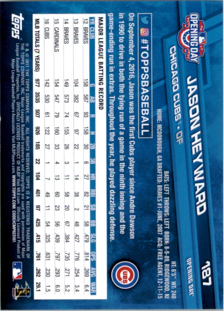 A3120- 2017 Topps Opening Day BB Card #s 1-200 -You Pick- 15+ FREE US SHIP - Picture 366 of 390