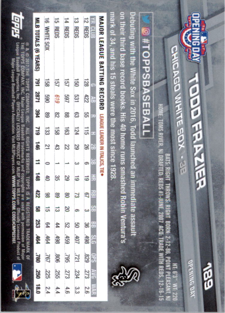 A3120- 2017 Topps Opening Day BB Card #s 1-200 -You Pick- 15+ FREE US SHIP - Picture 370 of 390