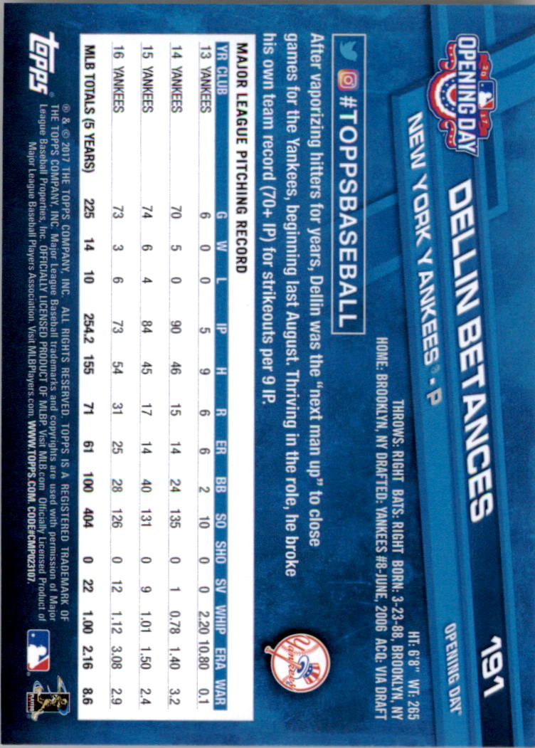 A3120- 2017 Topps Opening Day BB Card #s 1-200 -You Pick- 15+ FREE US SHIP - Picture 374 of 390