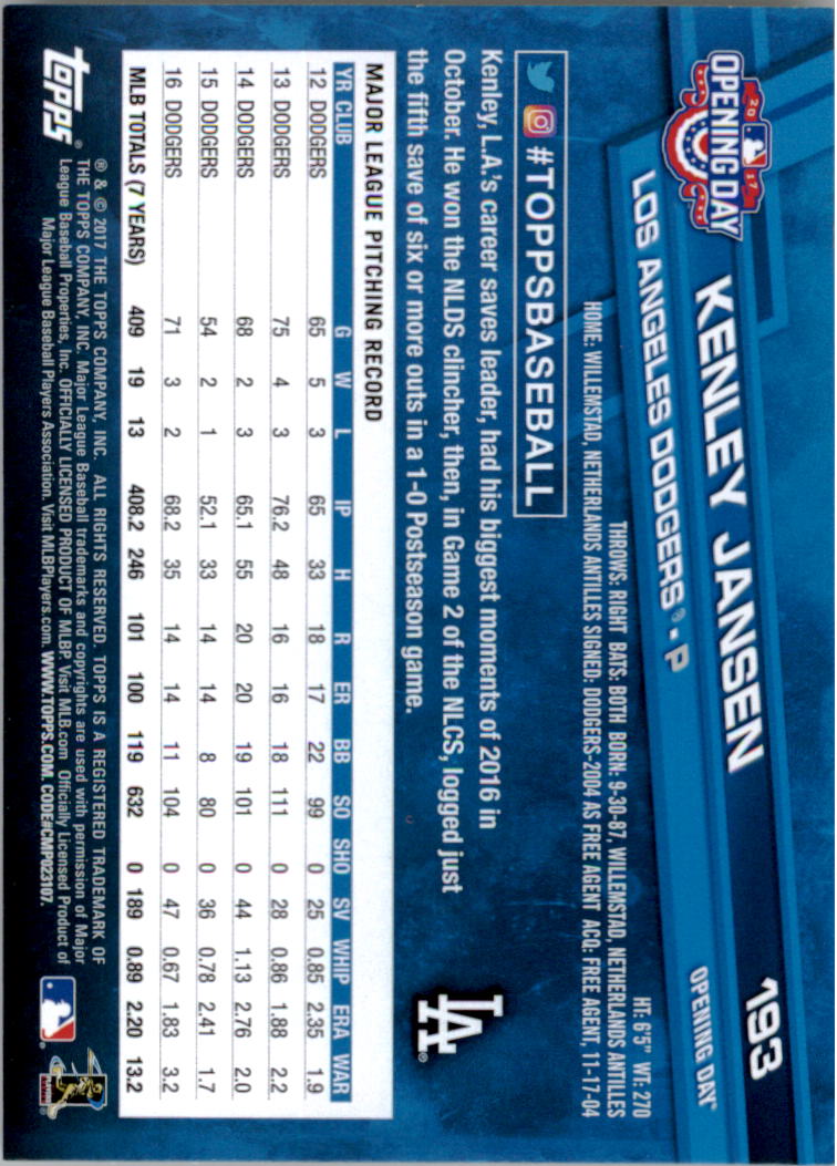 A3120- 2017 Topps Opening Day BB Card #s 1-200 -You Pick- 15+ FREE US SHIP - Picture 378 of 390
