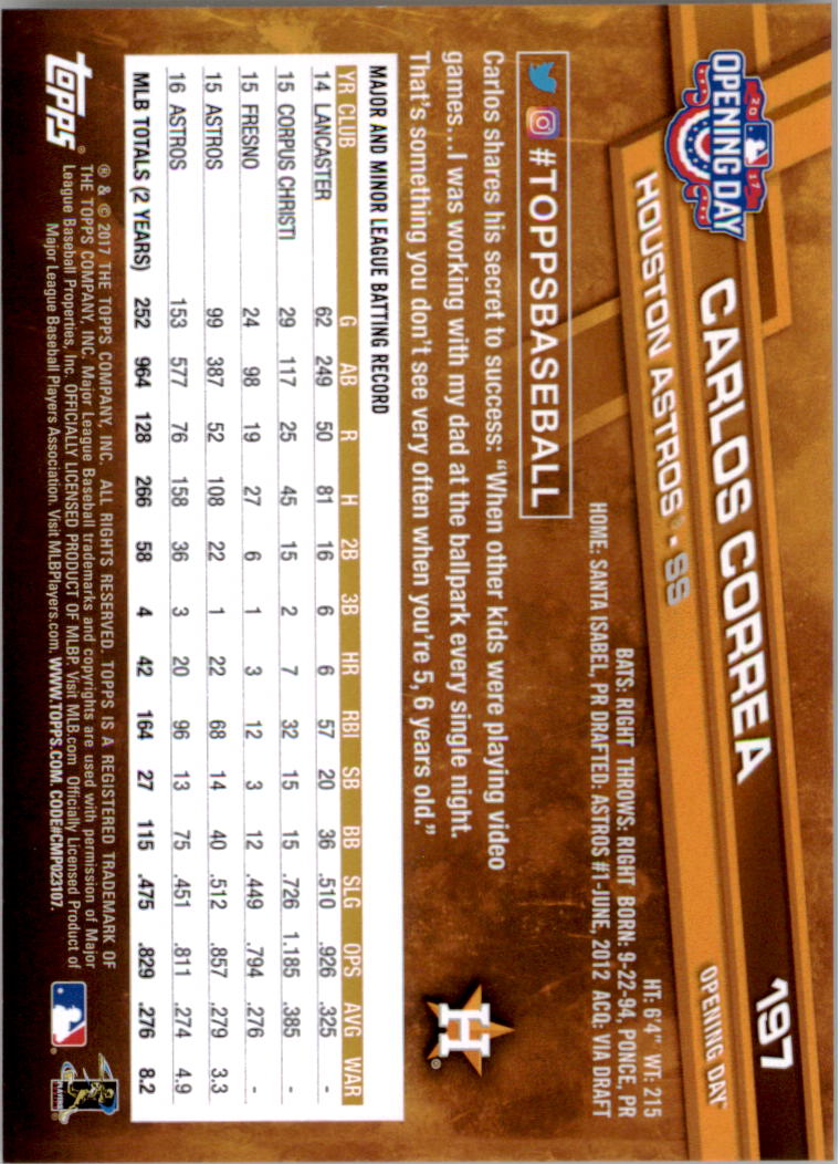 A3120- 2017 Topps Opening Day BB Card #s 1-200 -You Pick- 15+ FREE US SHIP - Picture 384 of 390