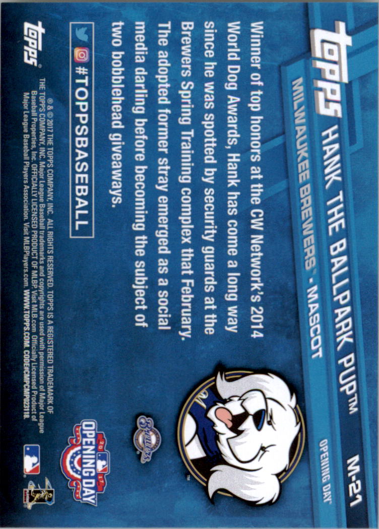 2016 Topps Opening Day Mascots #M1 Paws - Detroit Tigers - NM-MT