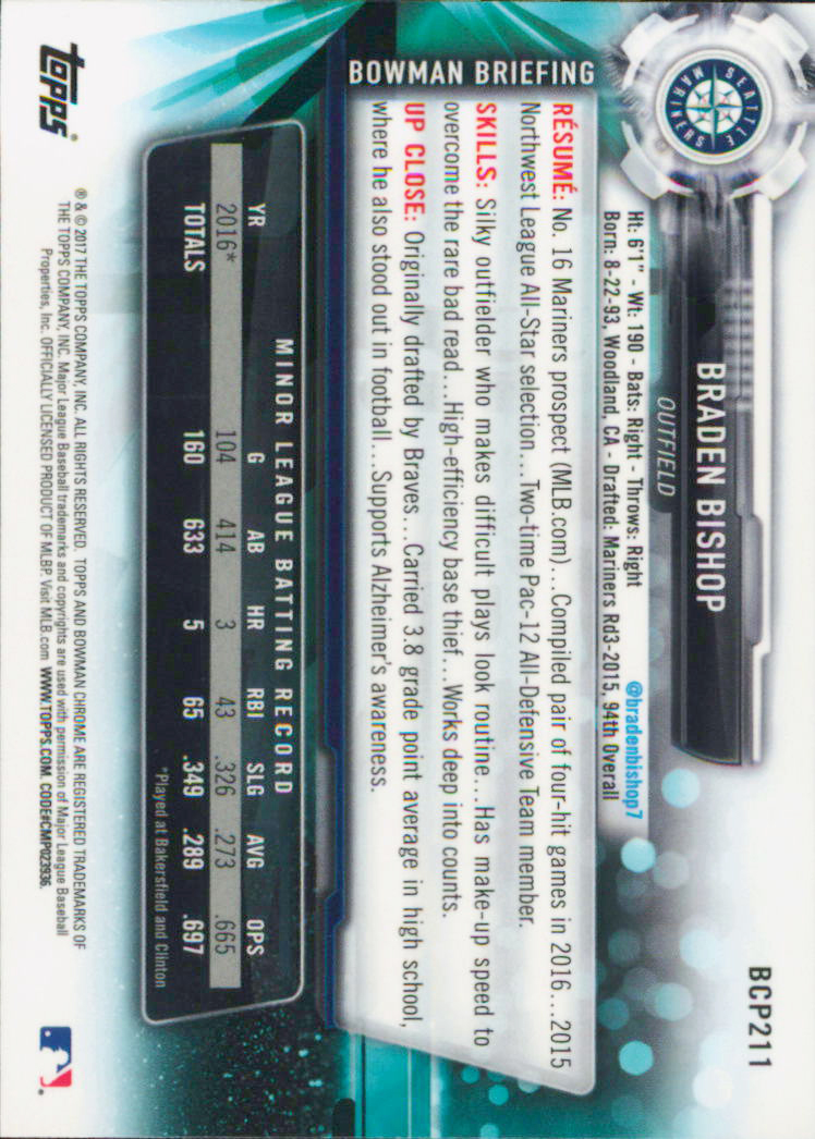 A7471- 2017 Bowman Chrome Prospects BB # S 1-250 -du Pick- 15 + Gratis US Schiff - Bild 258 von 271
