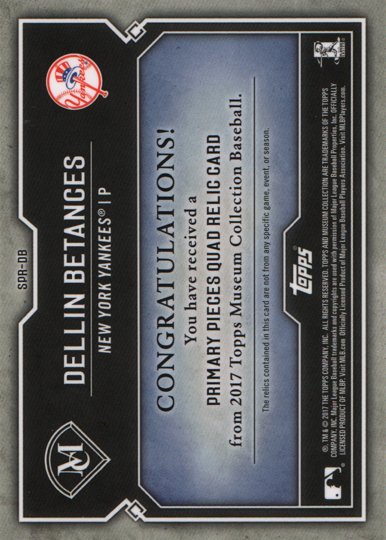 2017 Topps Museum Collection Primary Pieces Quad Relics Copper #SPRDB Dellin Betances