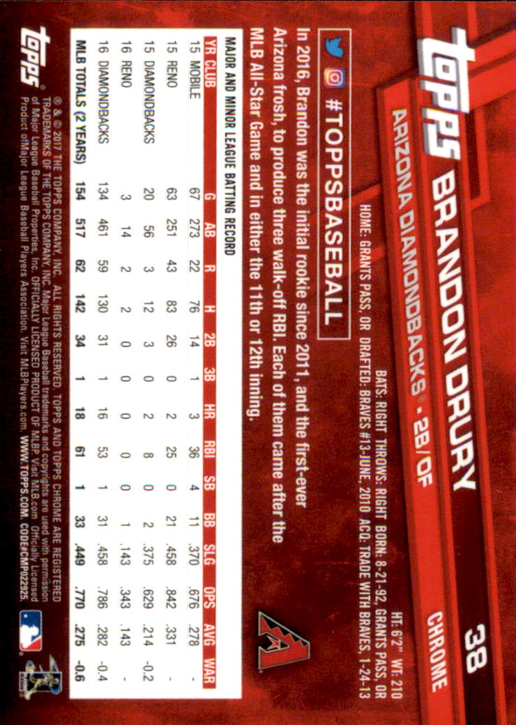 B4700- 2017 Topps Chrome BB Card #s 1-200 +Rookies -You Pick