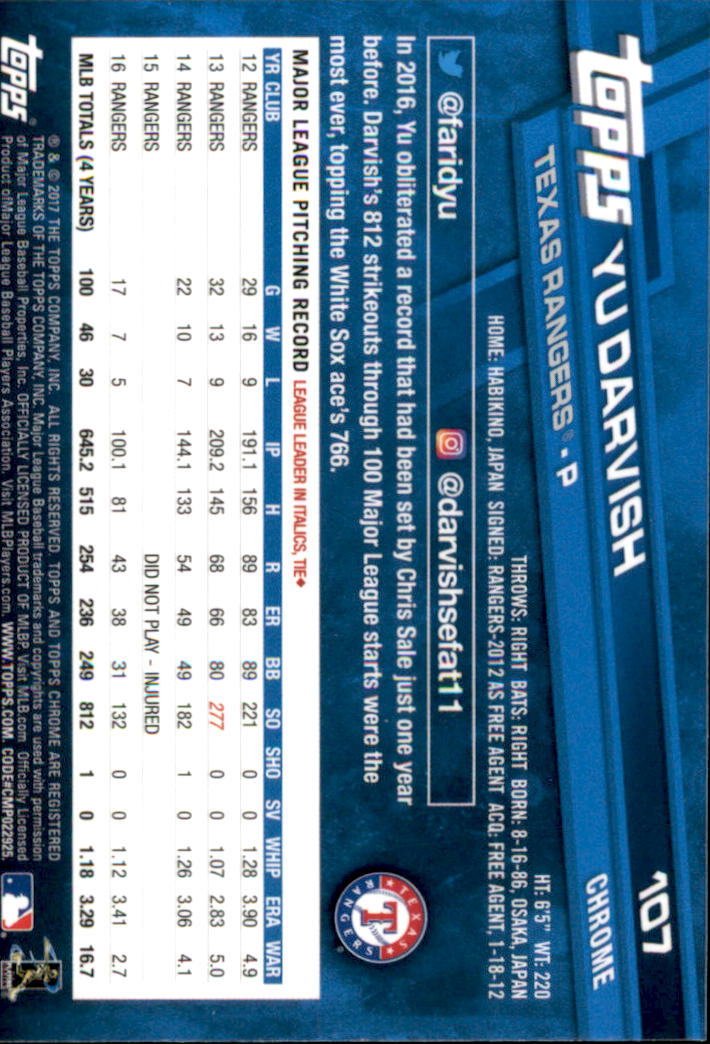 B4700- 2017 Topps Chrome BB Card #s 1-200 +Rookies -You Pick- 15+ FREE US SHIP - Picture 147 of 274